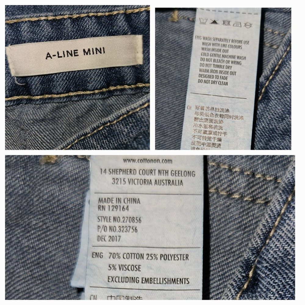 91 Cotton On A Line Mini Jean Skirt Women Size 6 - Picture 3 of 5